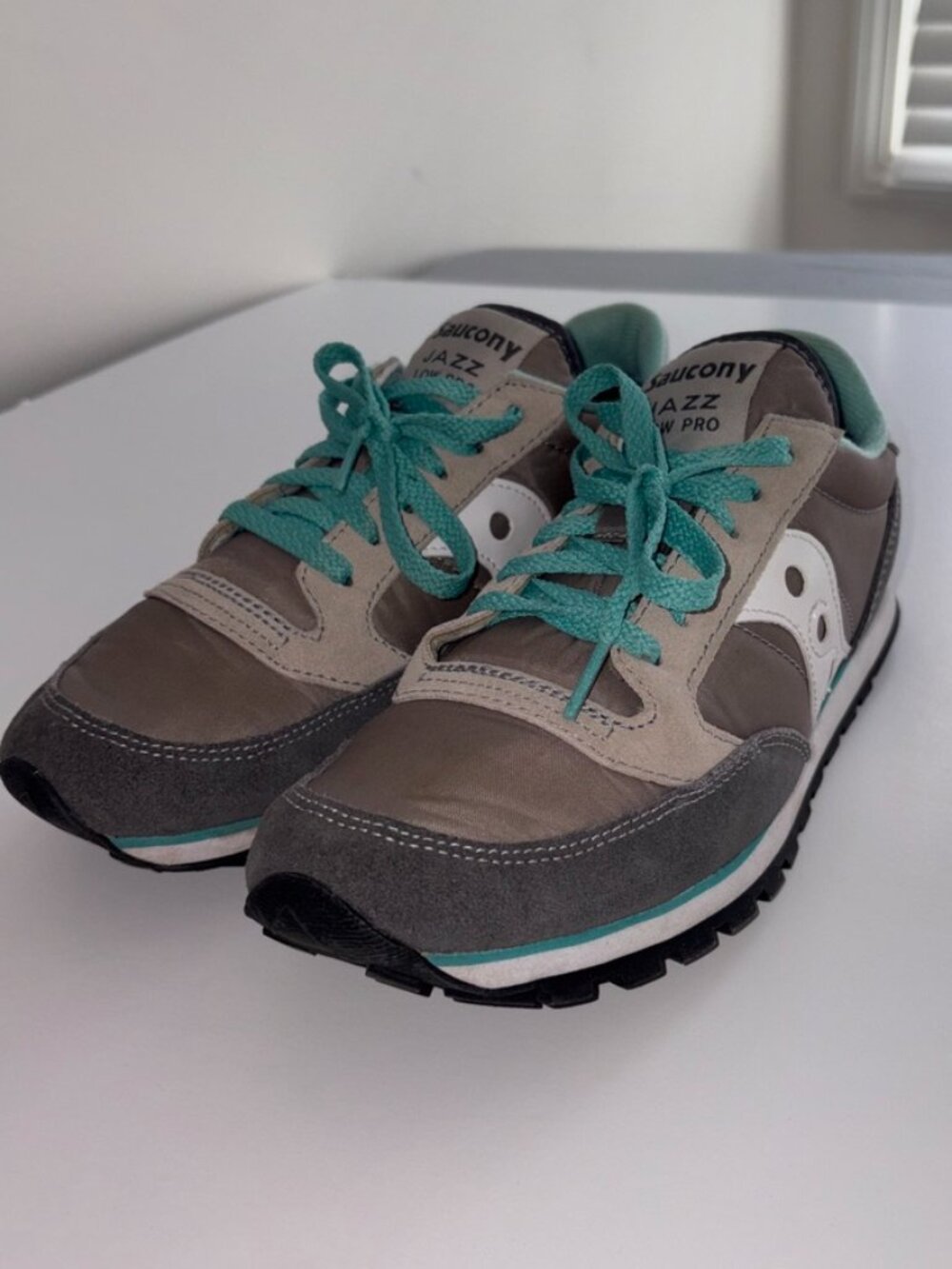 Saucony Women's Jazz Low Pro 1866-103 Gray Teal Casual Shoes Sneakers Size 9